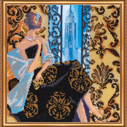 DIY Bead Embroidery Kit "Window to New York" 11.8"x11.8" / 30.0x30.0 cm