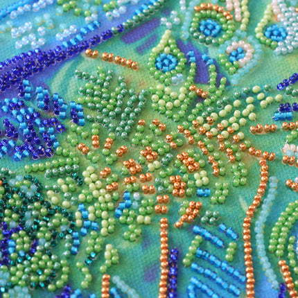 DIY Bead Embroidery Kit "Royal Peacock" 13.0"x13.0" / 33.0x33.0 cm