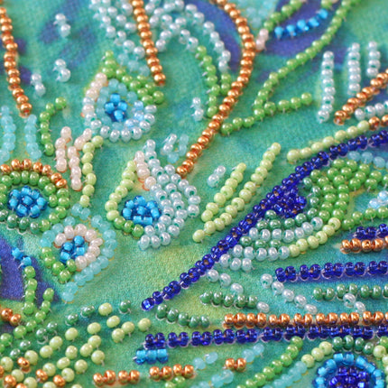 DIY Bead Embroidery Kit "Royal Peacock" 13.0"x13.0" / 33.0x33.0 cm