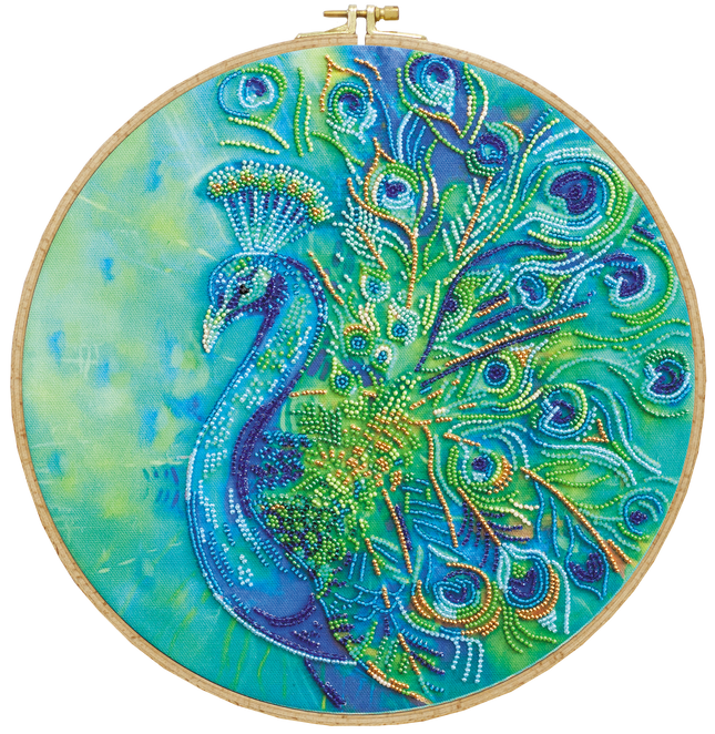 DIY Bead Embroidery Kit "Royal Peacock" 13.0"x13.0" / 33.0x33.0 cm
