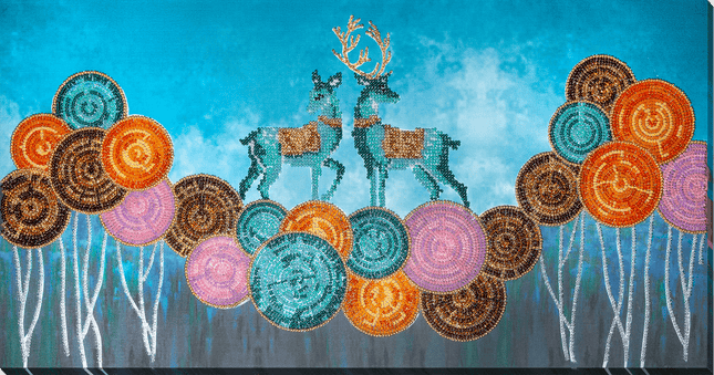DIY Bead Embroidery Kit "Azure Grace" 20.5"x10.6" / 52.0x27.0 cm