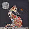 DIY Bead Embroidery Kit "Cat and moth" 9.8"x13.8" / 25.0x35.0 cm