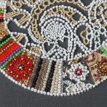 DIY Bead Embroidery Kit "Cat and moth" 9.8"x13.8" / 25.0x35.0 cm