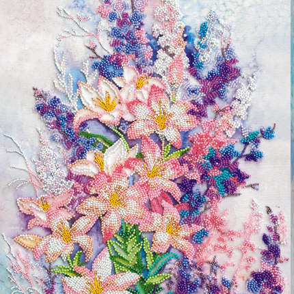 DIY Bead Embroidery Kit "Light pink" 11.0"x14.6" / 28.0x37.0 cm