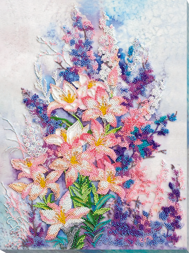 DIY Bead Embroidery Kit "Light pink" 11.0"x14.6" / 28.0x37.0 cm
