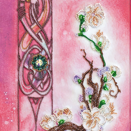 DIY Bead Embroidery Kit "Sakura Blossom" 7.9"x15.4" / 20.0x39.0 cm