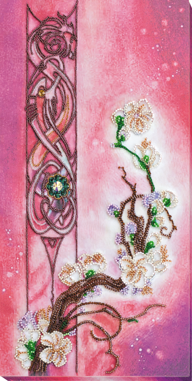 DIY Bead Embroidery Kit "Sakura Blossom" 7.9"x15.4" / 20.0x39.0 cm