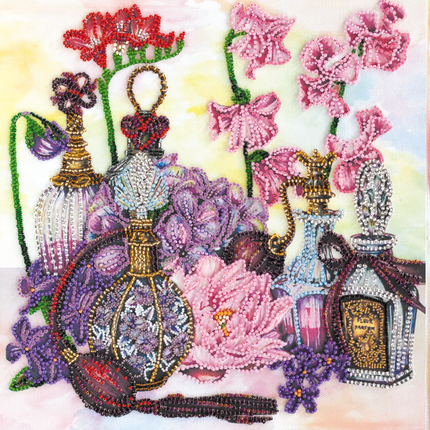 DIY Bead Embroidery Kit "Flower trail" 10.2"x11.0" / 26.0x28.0 cm