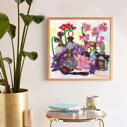 DIY Bead Embroidery Kit "Flower trail" 10.2"x11.0" / 26.0x28.0 cm