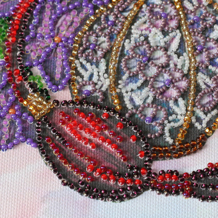 DIY Bead Embroidery Kit "Flower trail" 10.2"x11.0" / 26.0x28.0 cm