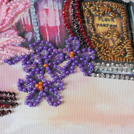 DIY Bead Embroidery Kit "Flower trail" 10.2"x11.0" / 26.0x28.0 cm