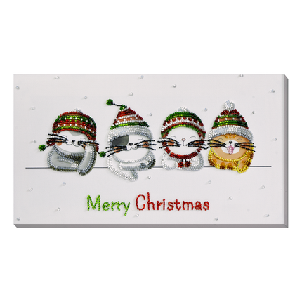 DIY Bead Embroidery Kit "Holiday cats" 11.8"x6.7" / 30.0x17.0 cm