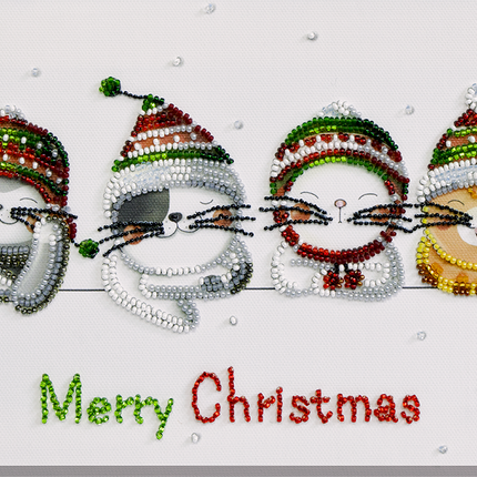 DIY Bead Embroidery Kit "Holiday cats" 11.8"x6.7" / 30.0x17.0 cm