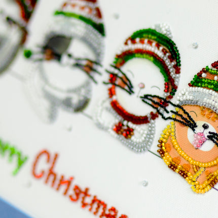 DIY Bead Embroidery Kit "Holiday cats" 11.8"x6.7" / 30.0x17.0 cm