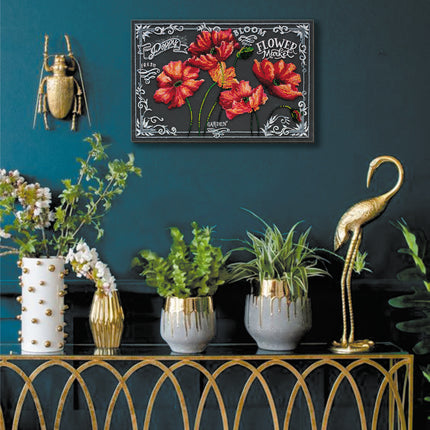DIY Bead Embroidery Kit "Velvet poppies" 15.7"x10.6" / 40.0x27.0 cm
