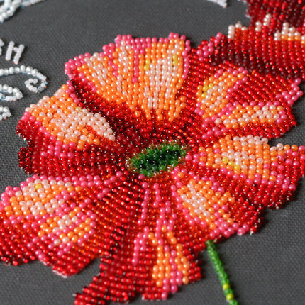 DIY Bead Embroidery Kit "Velvet poppies" 15.7"x10.6" / 40.0x27.0 cm