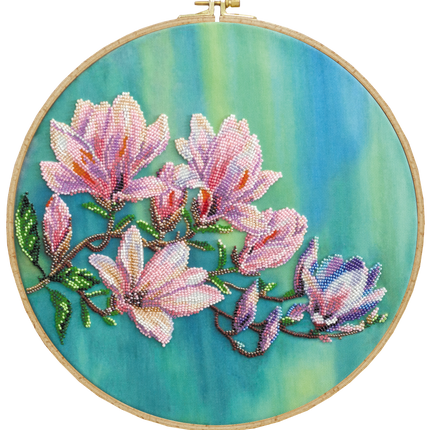 DIY Bead Embroidery Kit "Magnolias bloom" 13.0"x13.0" / 33.0x33.0 cm