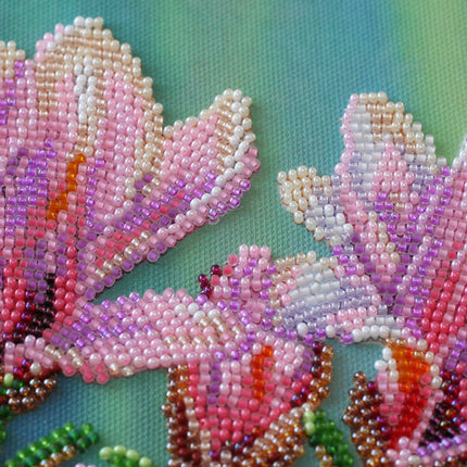 DIY Bead Embroidery Kit "Magnolias bloom" 13.0"x13.0" / 33.0x33.0 cm