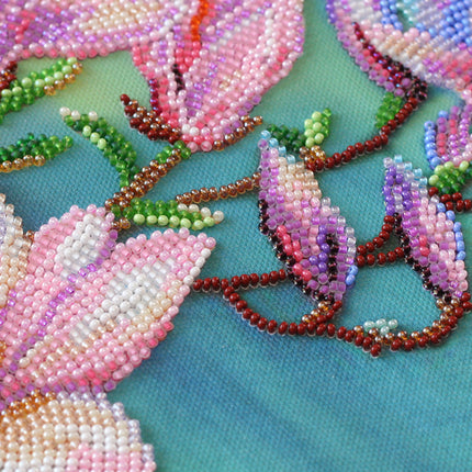 DIY Bead Embroidery Kit "Magnolias bloom" 13.0"x13.0" / 33.0x33.0 cm