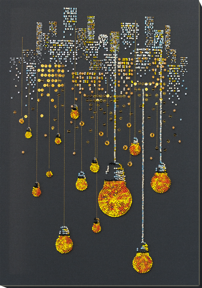 DIY Bead Embroidery Kit "Lamp evening" 11.4"x16.1" / 29.0x41.0 cm