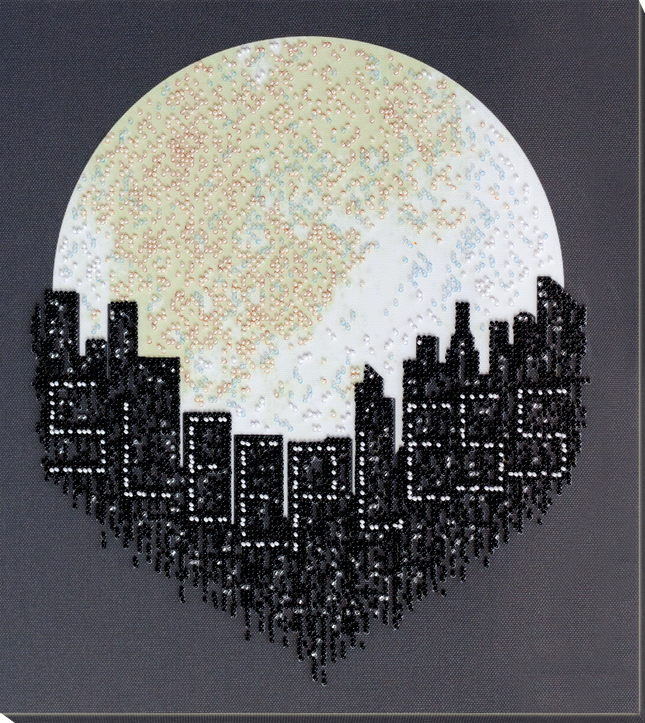 DIY Bead Embroidery Kit "Night in the city" 12.2"x13.4" / 31.0x34.0 cm