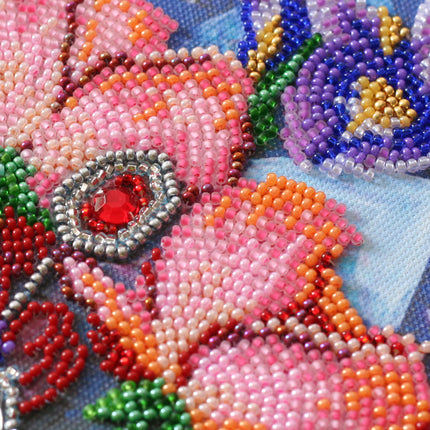 DIY Bead Embroidery Kit "Magic flowers" 15.4"x11.0" / 39.0x28.0 cm