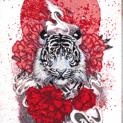 DIY Bead Embroidery Kit "Bai-hu (White tiger)" 11.8"x16.1" / 30.0x41.0 cm
