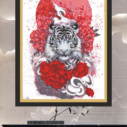DIY Bead Embroidery Kit "Bai-hu (White tiger)" 11.8"x16.1" / 30.0x41.0 cm