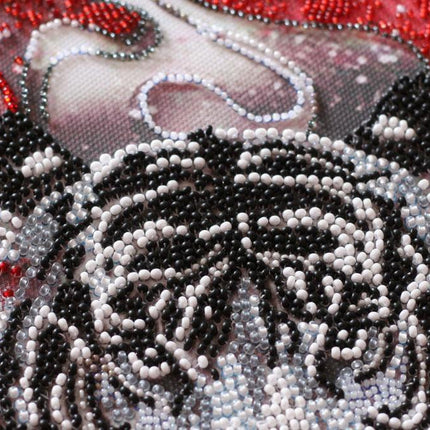DIY Bead Embroidery Kit "Bai-hu (White tiger)" 11.8"x16.1" / 30.0x41.0 cm