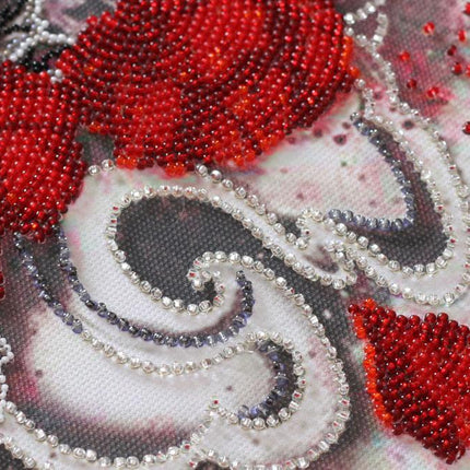 DIY Bead Embroidery Kit "Bai-hu (White tiger)" 11.8"x16.1" / 30.0x41.0 cm