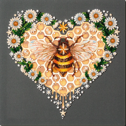 DIY Bead Embroidery Kit "Honey plant" 12.6"x12.6" / 32.0x32.0 cm