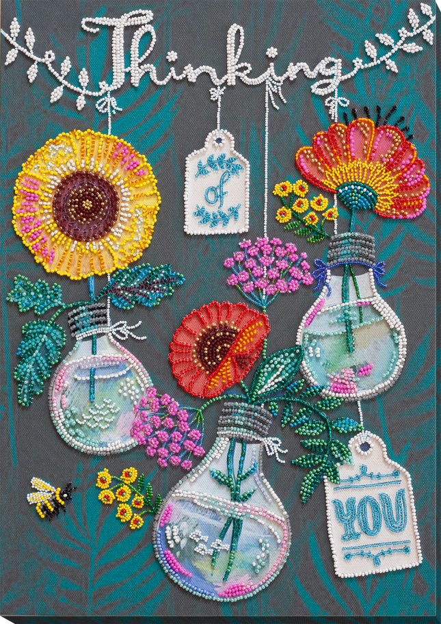 DIY Bead Embroidery Kit "Thinking of you" 10.2"x14.6" / 26.0x37.0 cm