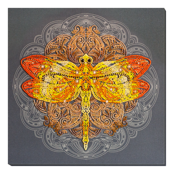 DIY Bead Embroidery Kit "Saffron overflow" 12.6"x12.6" / 32.0x32.0 cm