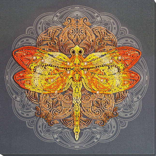 DIY Bead Embroidery Kit "Saffron overflow" 12.6"x12.6" / 32.0x32.0 cm