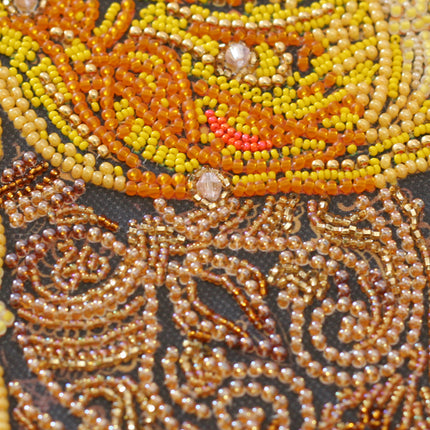 DIY Bead Embroidery Kit "Saffron overflow" 12.6"x12.6" / 32.0x32.0 cm