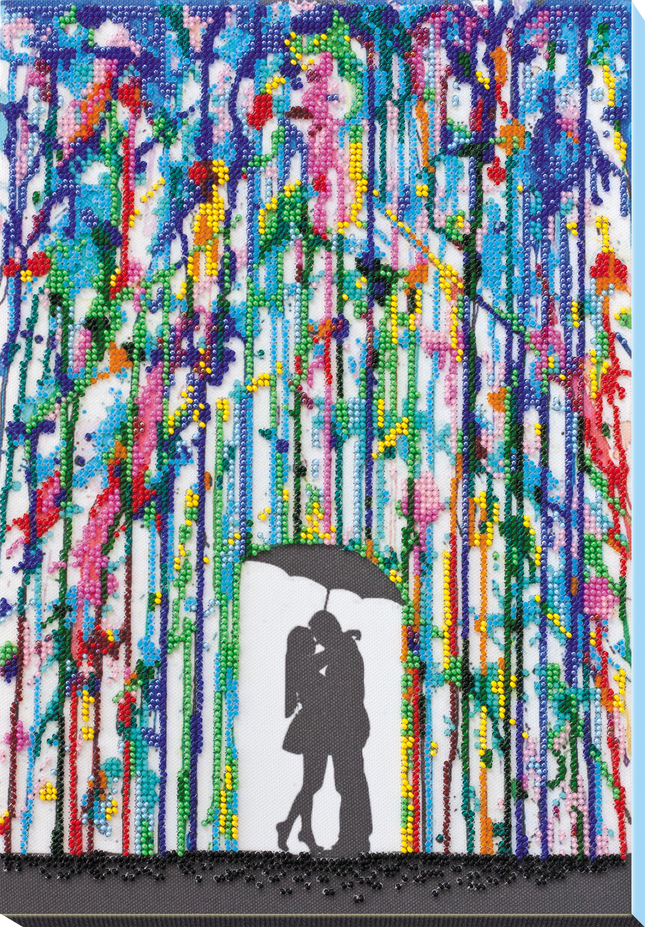 DIY Bead Embroidery Kit "Rain for lovers" 9.1"x13.0" / 23.0x33.0 cm