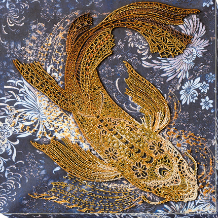DIY Bead Embroidery Kit "Money fish" 12.6"x13.0" / 32.0x33.0 cm