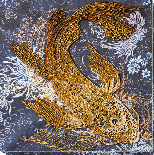 DIY Bead Embroidery Kit "Money fish" 12.6"x13.0" / 32.0x33.0 cm