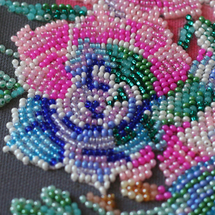 DIY Bead Embroidery Kit "Moon flowers" 11.8"x11.8" / 30.0x30.0 cm
