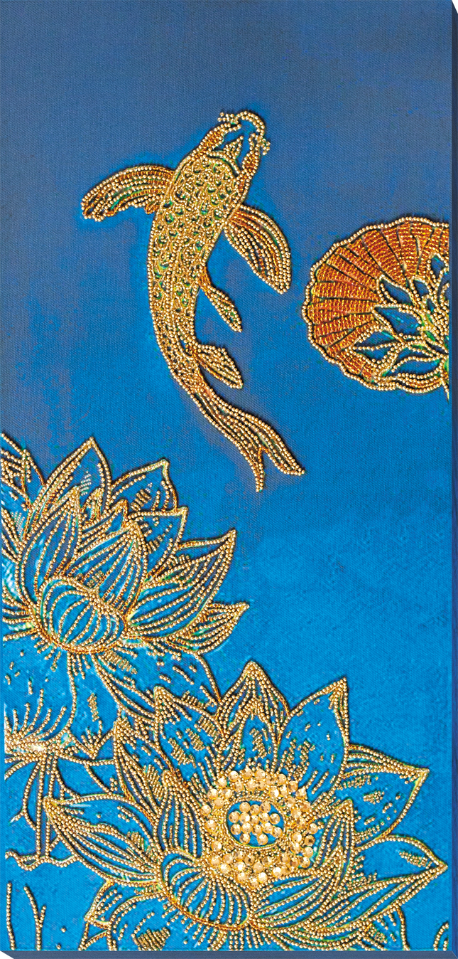 DIY Bead Embroidery Kit "Koi blue" 11.8"x22.4" / 30.0x57.0 cm