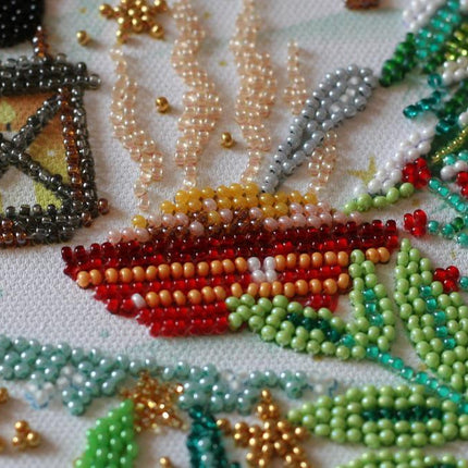 DIY Bead Embroidery Kit "Visiting the Dwarfs" 10.6"x15.0" / 27.0x38.0 cm