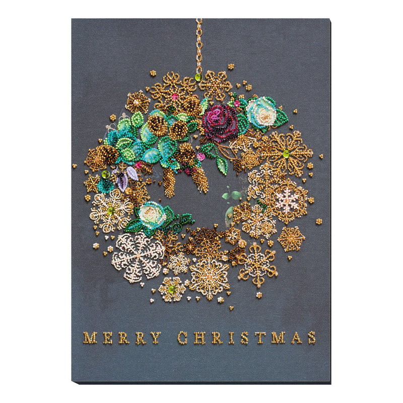 DIY Bead Embroidery Kit "New year wreath" 10.6"x15.0" / 27.0x38.0 cm