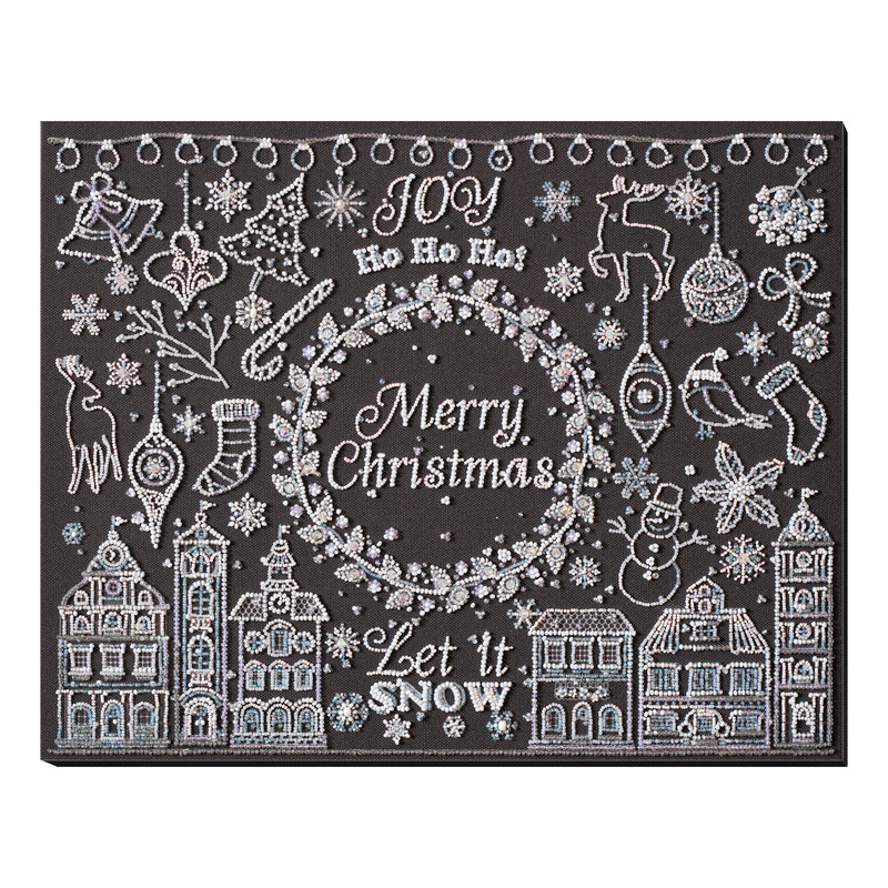 DIY Bead Embroidery Kit "Silver sparks" 14.6"x11.8" / 37.0x30.0 cm