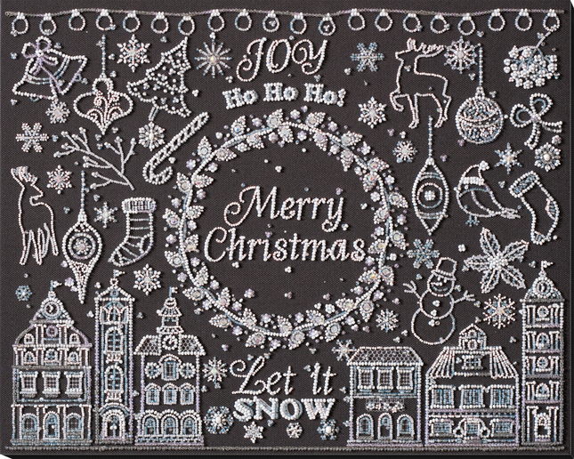 DIY Bead Embroidery Kit "Silver sparks" 14.6"x11.8" / 37.0x30.0 cm
