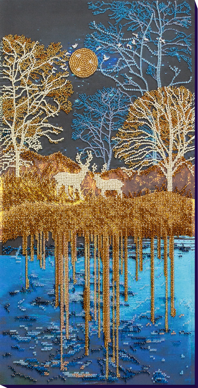 DIY Bead Embroidery Kit "Golden forest" 10.2"x20.1" / 26.0x51.0 cm