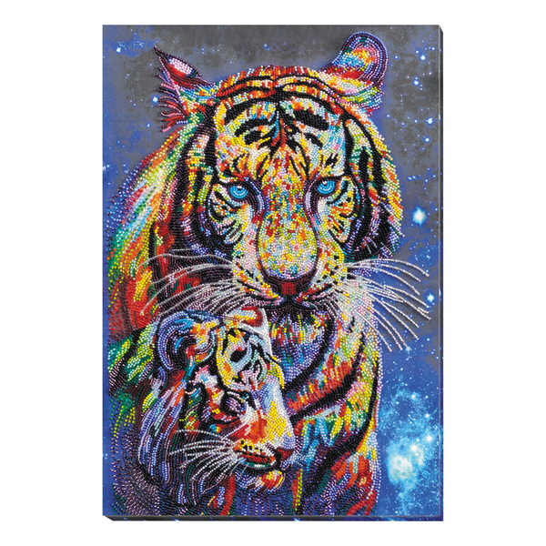 DIY Bead Embroidery Kit "Colored tigers" 11.8"x18.1" / 30.0x46.0 cm