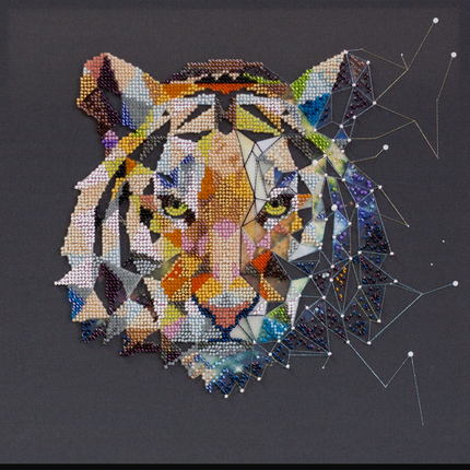 DIY Bead Embroidery Kit "Constellation Tiger" 12.6"x12.2" / 32.0x31.0 cm