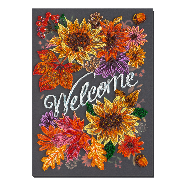 DIY Bead Embroidery Kit "Welcoming autumn" 9.8"x13.8" / 25.0x35.0 cm