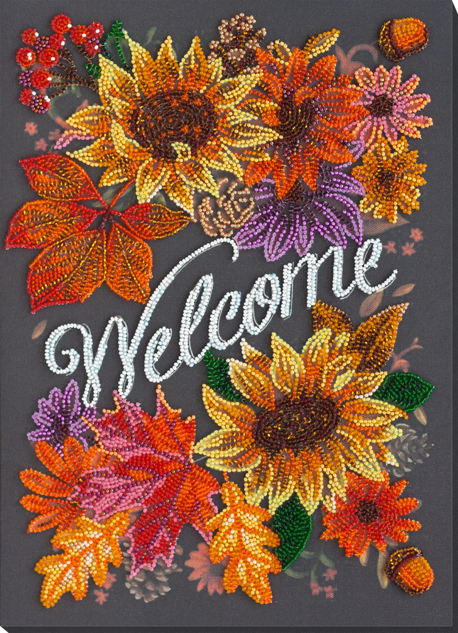 DIY Bead Embroidery Kit "Welcoming autumn" 9.8"x13.8" / 25.0x35.0 cm
