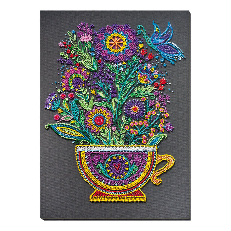 DIY Bead Embroidery Kit "Cup of happiness" 9.3"x12.8" / 23.5x32.5 cm